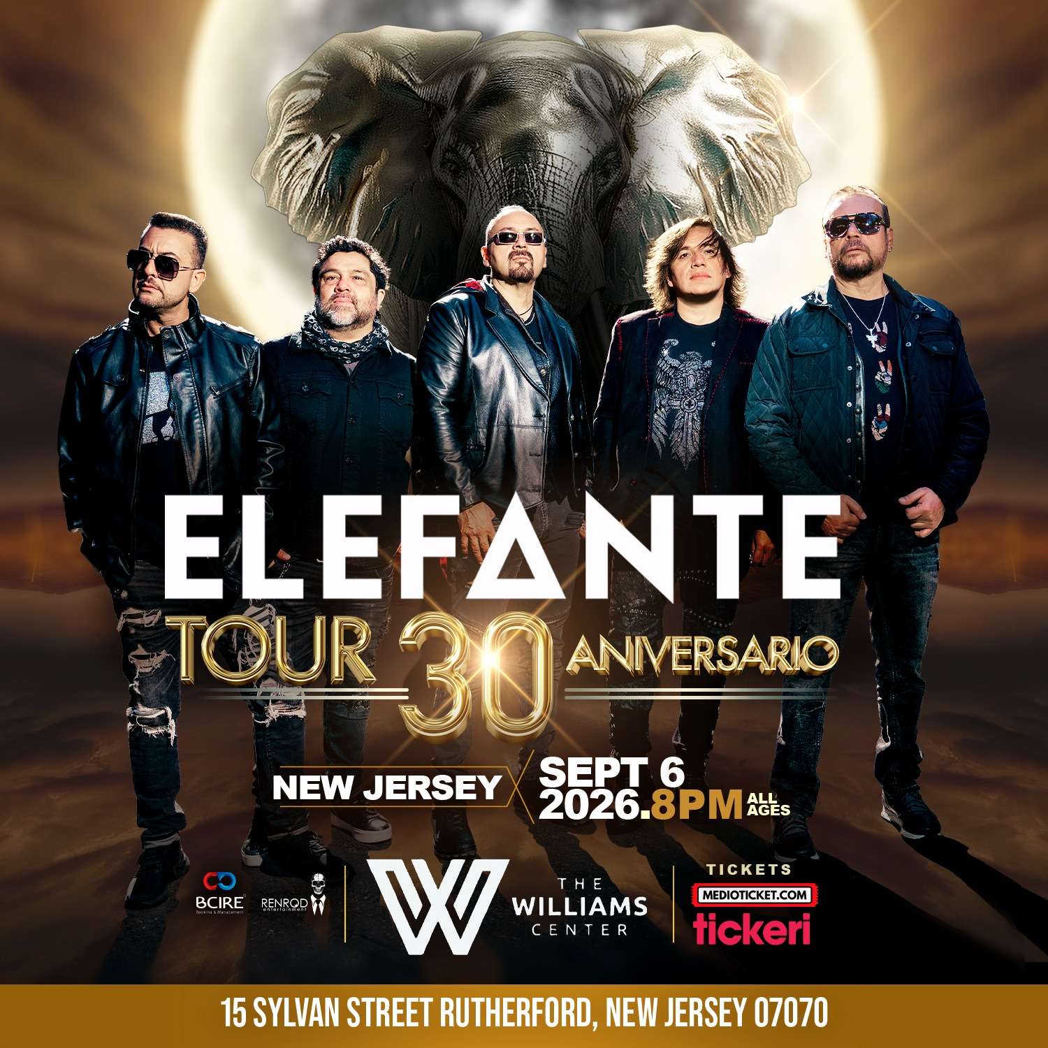 Elefante tour 30 Aniversario en New Jersey at Williams Center - Rutherford - Sep 06, 2026