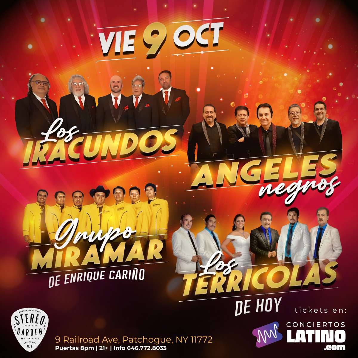 Los Iracundos, Los Angeles Negros, Miramar y Los Terricolas en Long Island at Stereo Garden - Patchogue - Oct 09, 2026