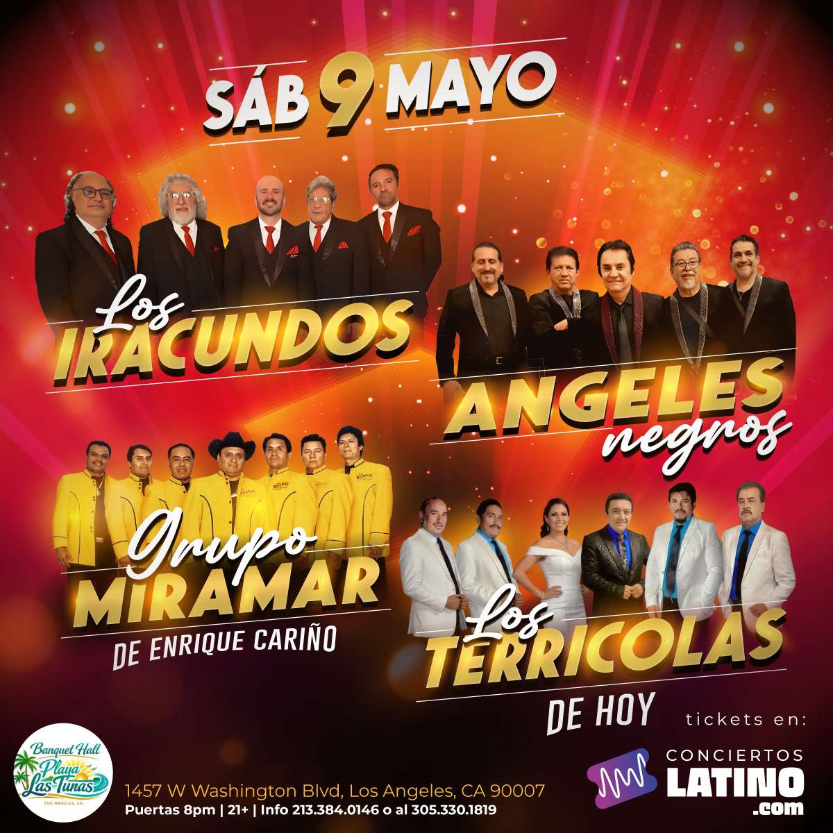 Los Iracundos, Los Angeles Negros, Miramar y Los Terricolas en Vivo en Los Angeles