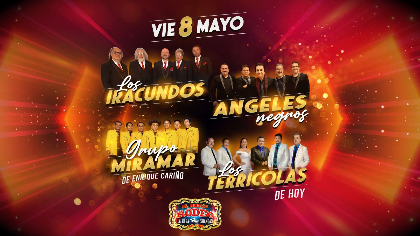 Los Iracundos, Los Angeles Negros, Miramar y Los Terricolas en Vivo en San Jose at El Nuevo Rodeo - San Jose - May 08, 2026