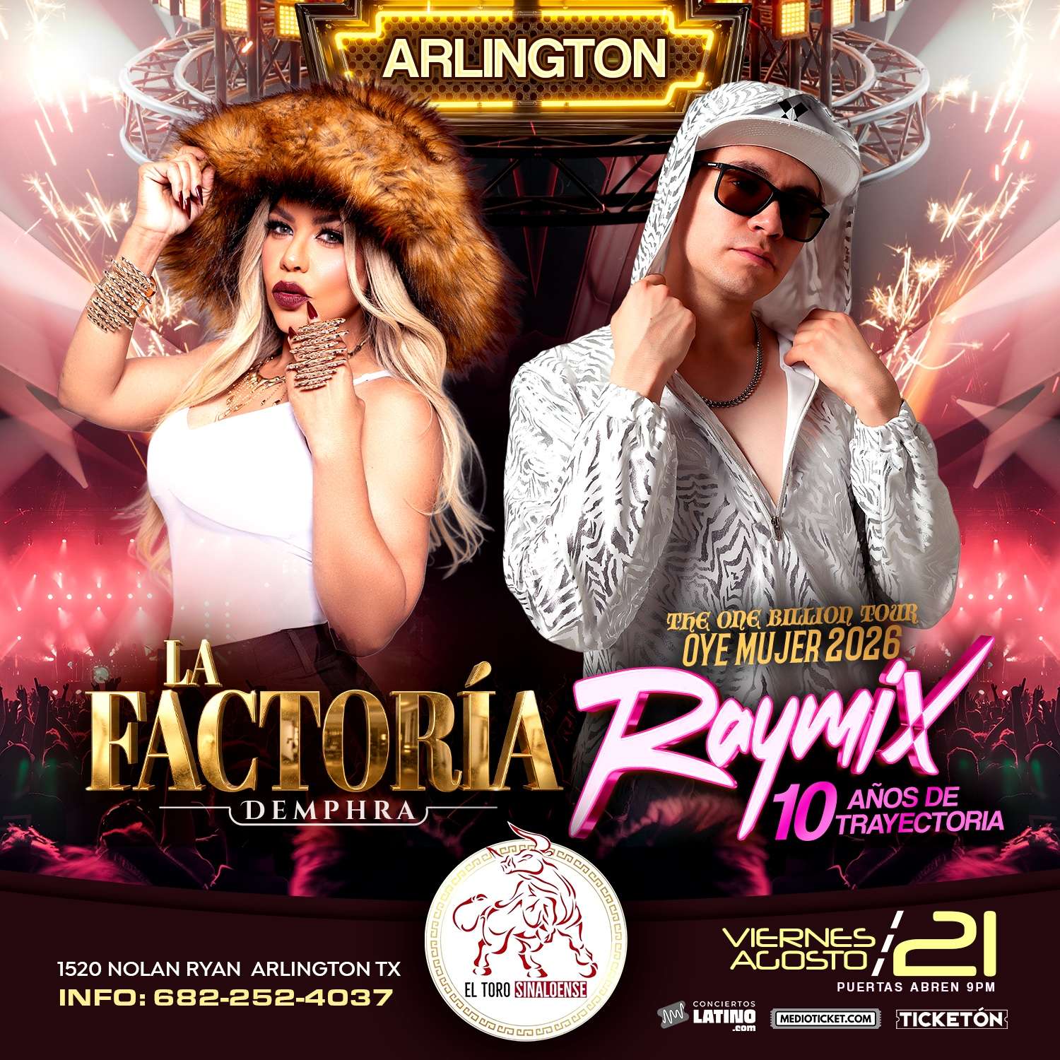 La Factoria Demphra y Raymix en vivo en Dallas at El Toro Sinaloense Arlington - Arlington - Aug 21, 2026