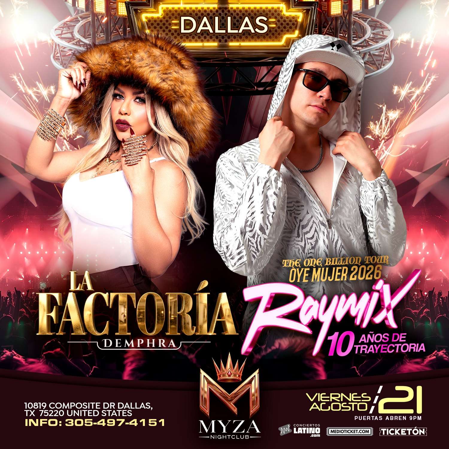 La Factoria Demphra y Raymix en vivo en Dallas at Myza Nightclub - Dallas - Aug 21, 2026