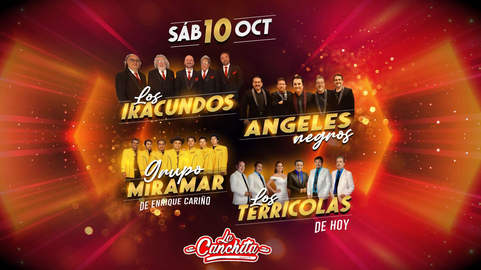 Los Iracundos, Los Angeles Negros, Miramar y Los Terricolas en Vivo en Connecticut at La Canchita Restaurant & Bar - Danbury - Oct 10, 2026