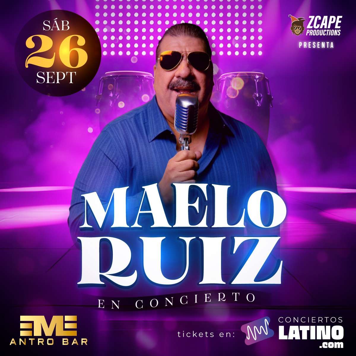 Maelo Ruiz en Minneapolis at EME Antro Bar - Minneapolis - Sep 26, 2026