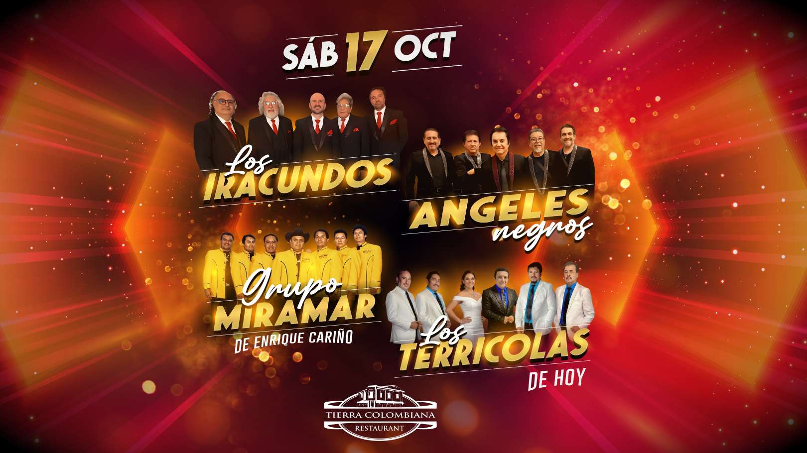 Los Iracundos, Los Angeles Negros, Miramar y Los Terricolas en Vivo en Philadelphia at Tierra Colombiana - Philadelphia - Oct 17, 2026