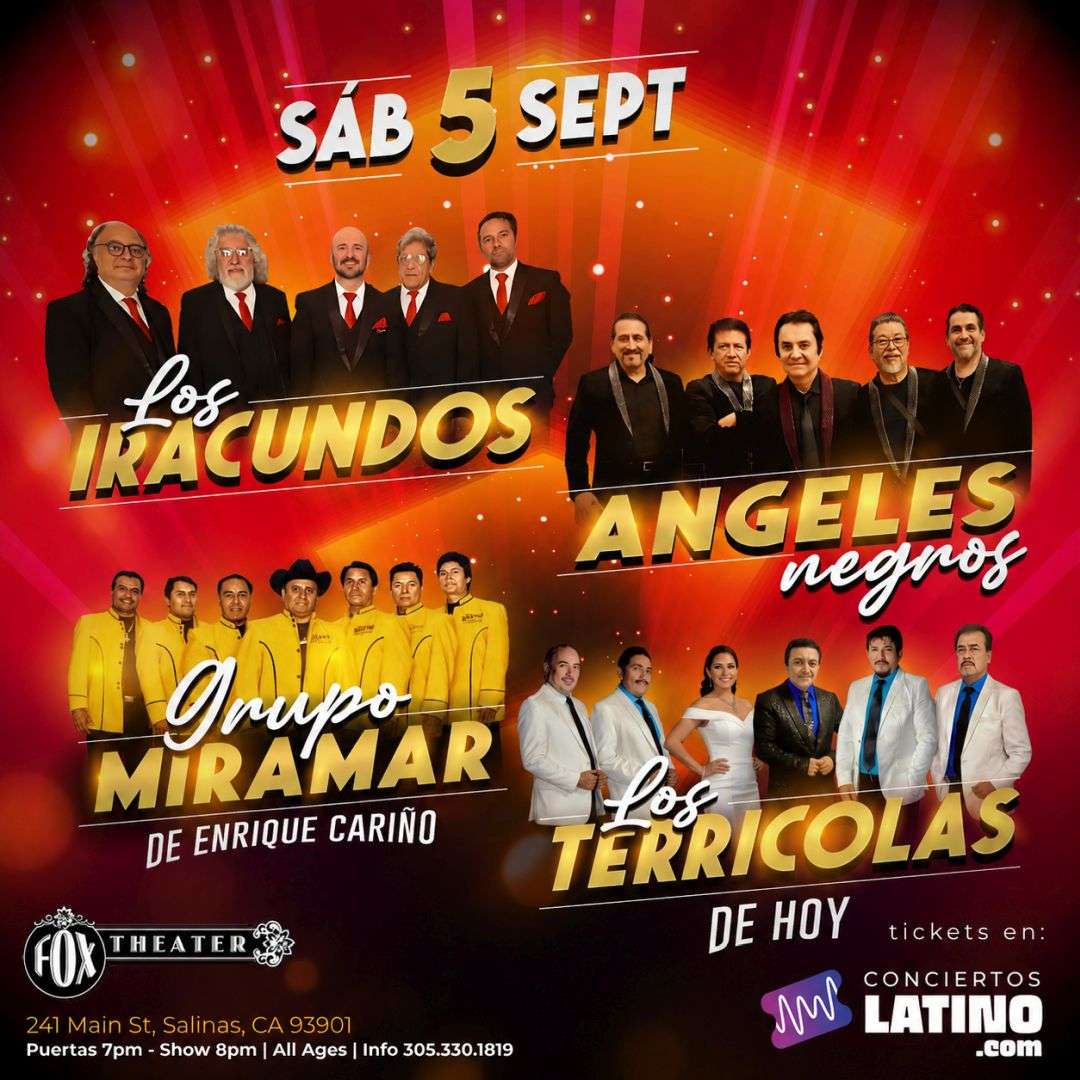 Los Iracundos, Los Angeles Negros, Miramar y Los Terricolas en Salinas at FOX Theater Salinas - Salinas - Sep 05, 2026