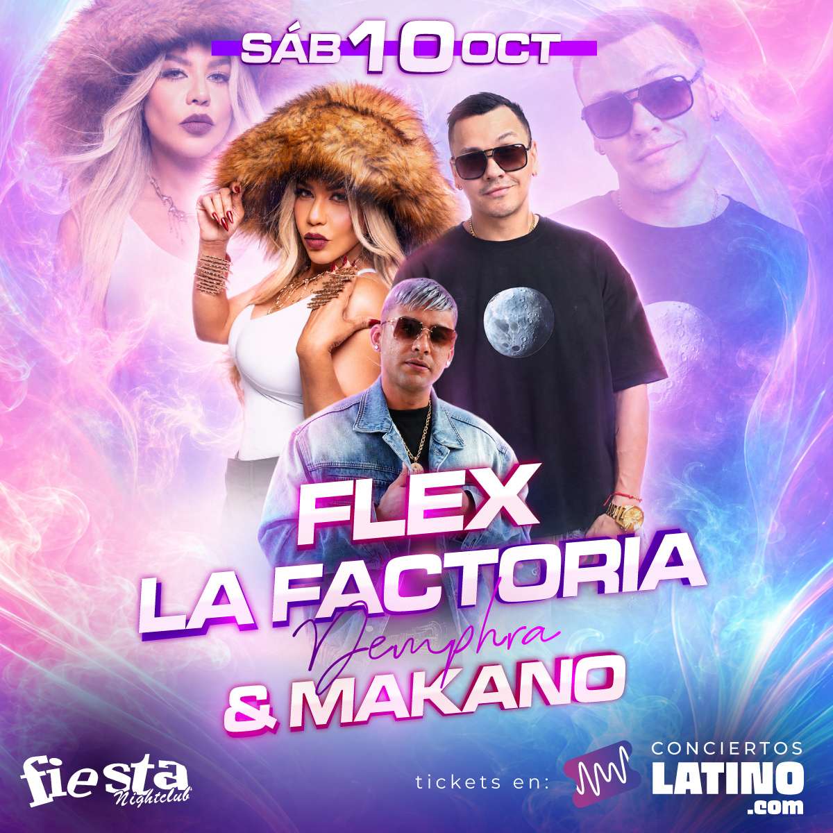 Flex, La Factoria y Makano en New Jersey at Fiesta Night Club - Passaic - Oct 10, 2026