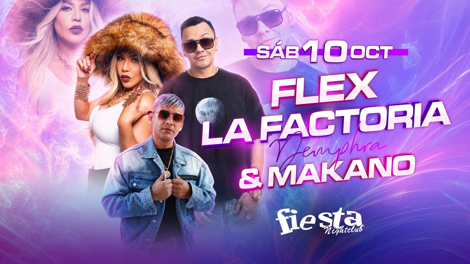 Flex, La Factoria y Makano en New Jersey at Fiesta Night Club - Passaic - Oct 10, 2026
