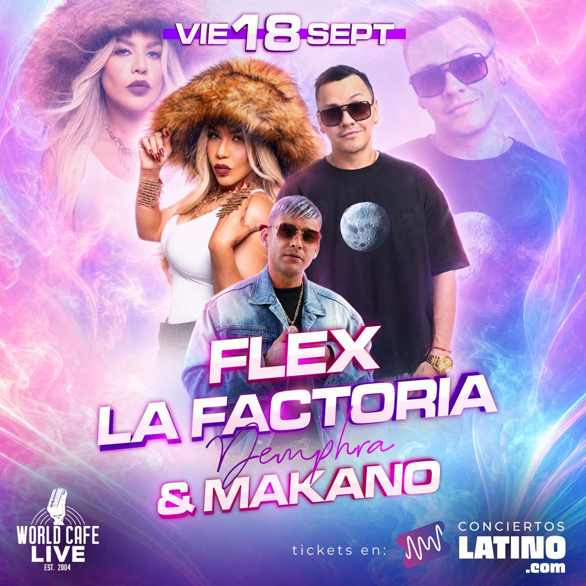 Flex, La Factoria y Makano en Philadelphia at World Cafe Live - Philadelphia - Sep 18, 2026