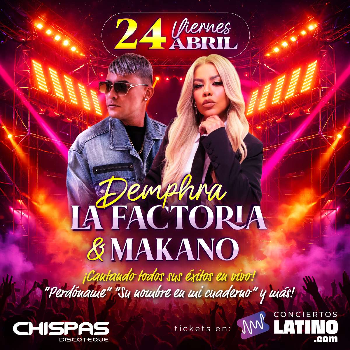 La Factoria Demphra y Makano en vivo en Indianapolis at Chispas Discotheque - Indianapolis - Apr 24, 2026