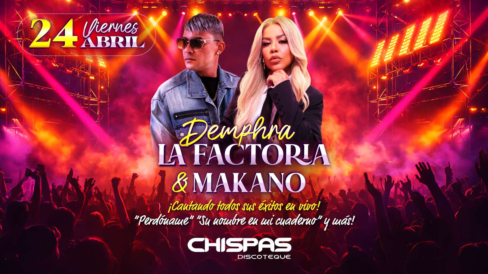 La Factoria Demphra y Makano en vivo en Indianapolis at Chispas Discotheque - Indianapolis - Apr 24, 2026