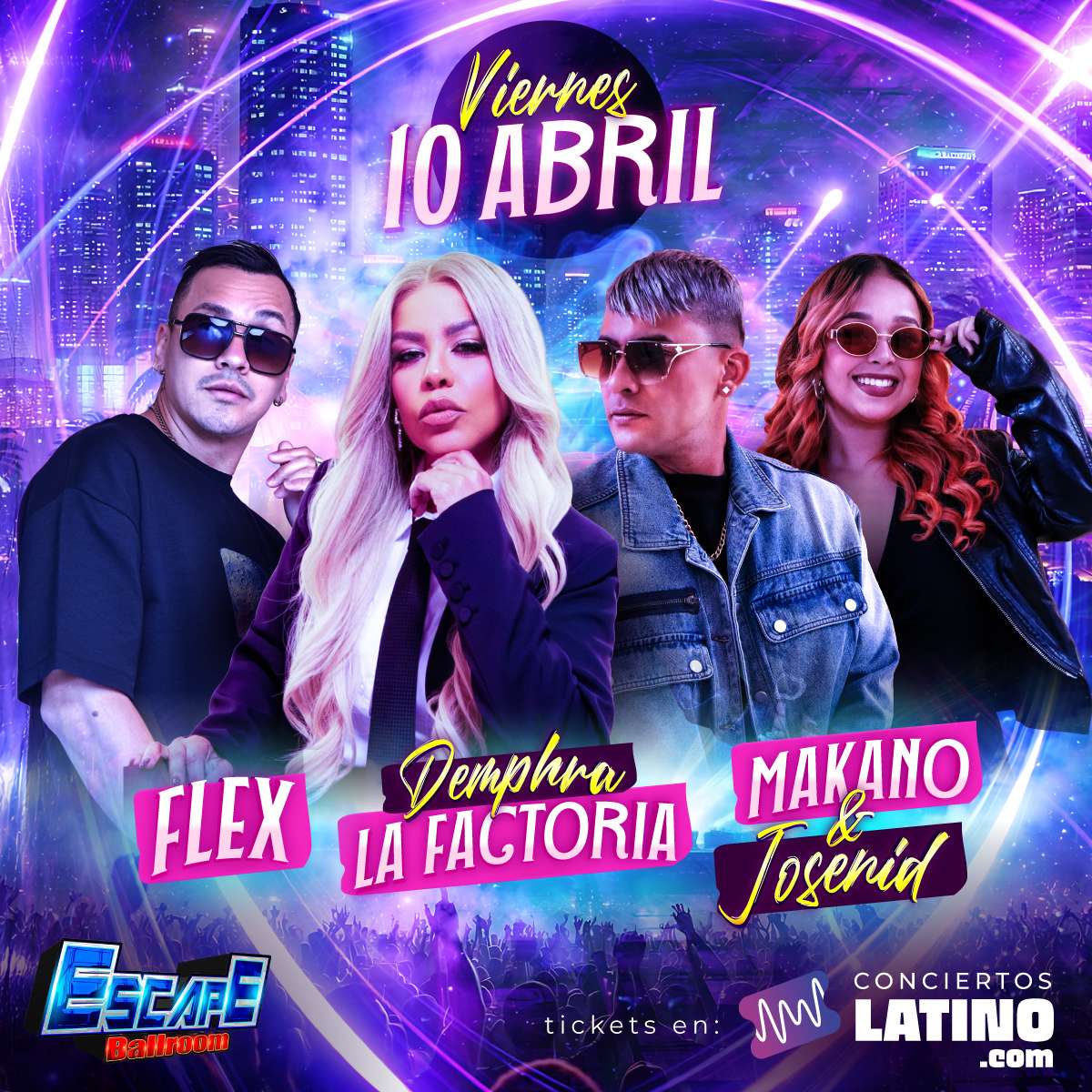Flex, Factoria, Makano & Josenid en Vivo en Greenville at Escape Ballroom - Greenville - Apr 10, 2026