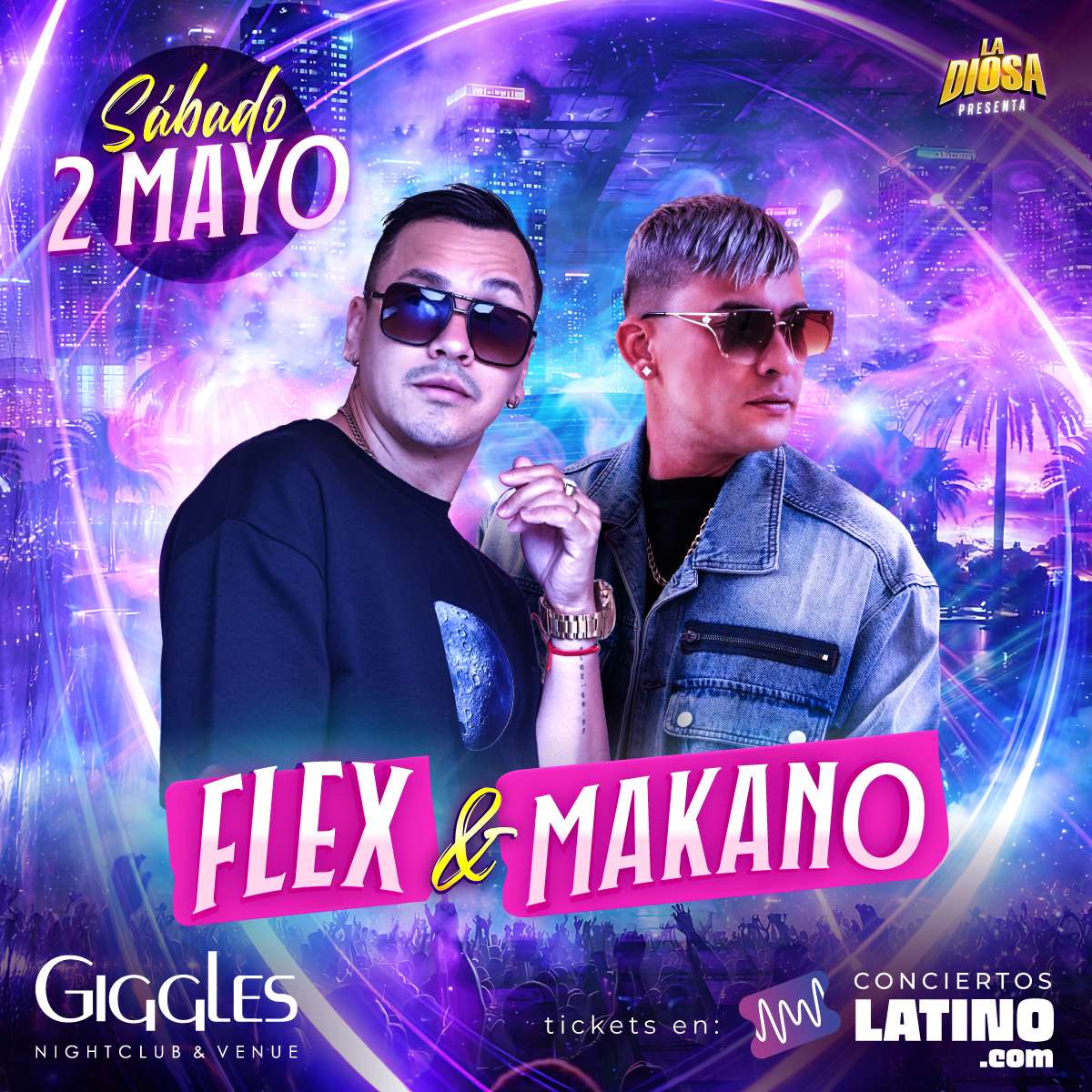Flex y Makano en vivo en Los Angeles at Giggles Night Club - Glendale - May 02, 2026