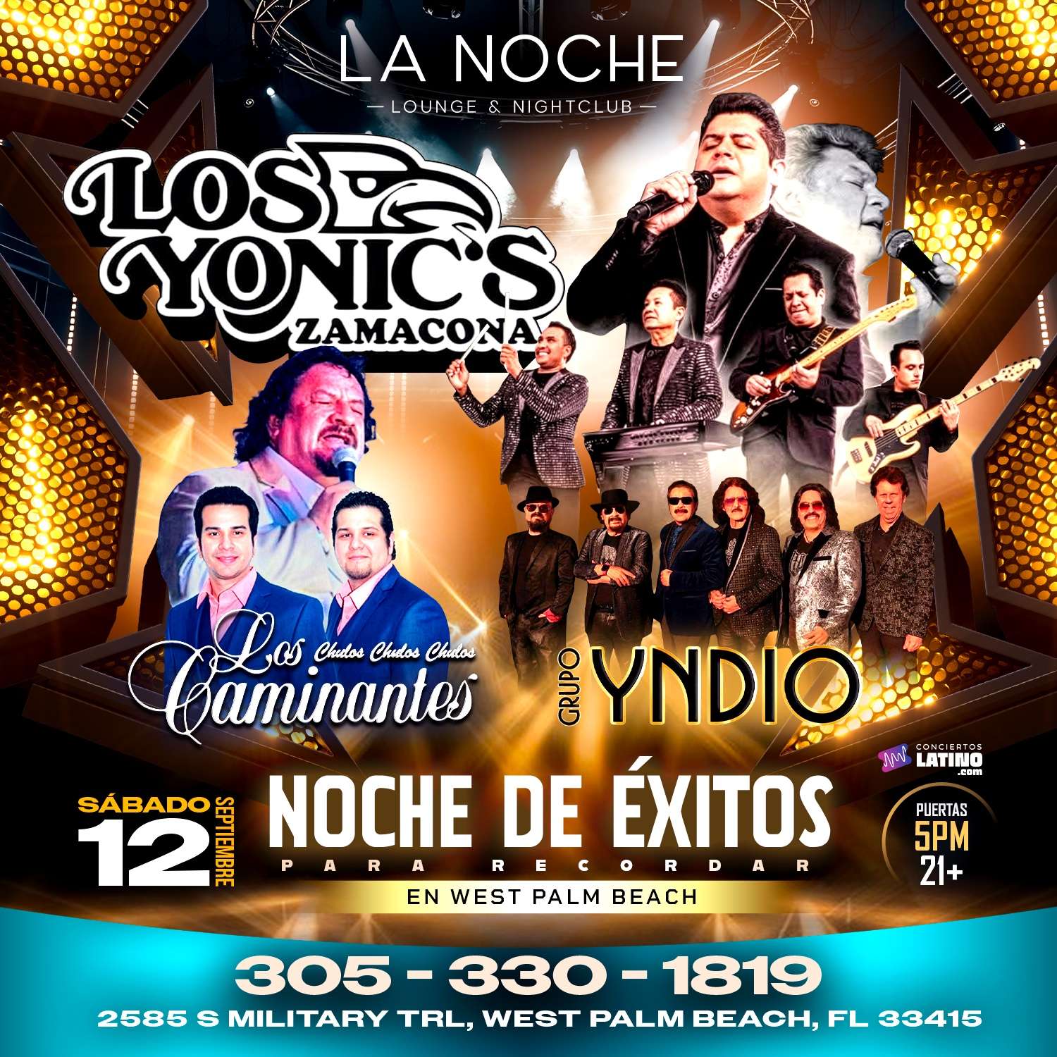 Los Yonic's, Los Caminantes y Grupo Yndio en VIVO en West Palm Beach at La Noche Nightclub and Lounge - West Palm Beach - Sep 12, 2026