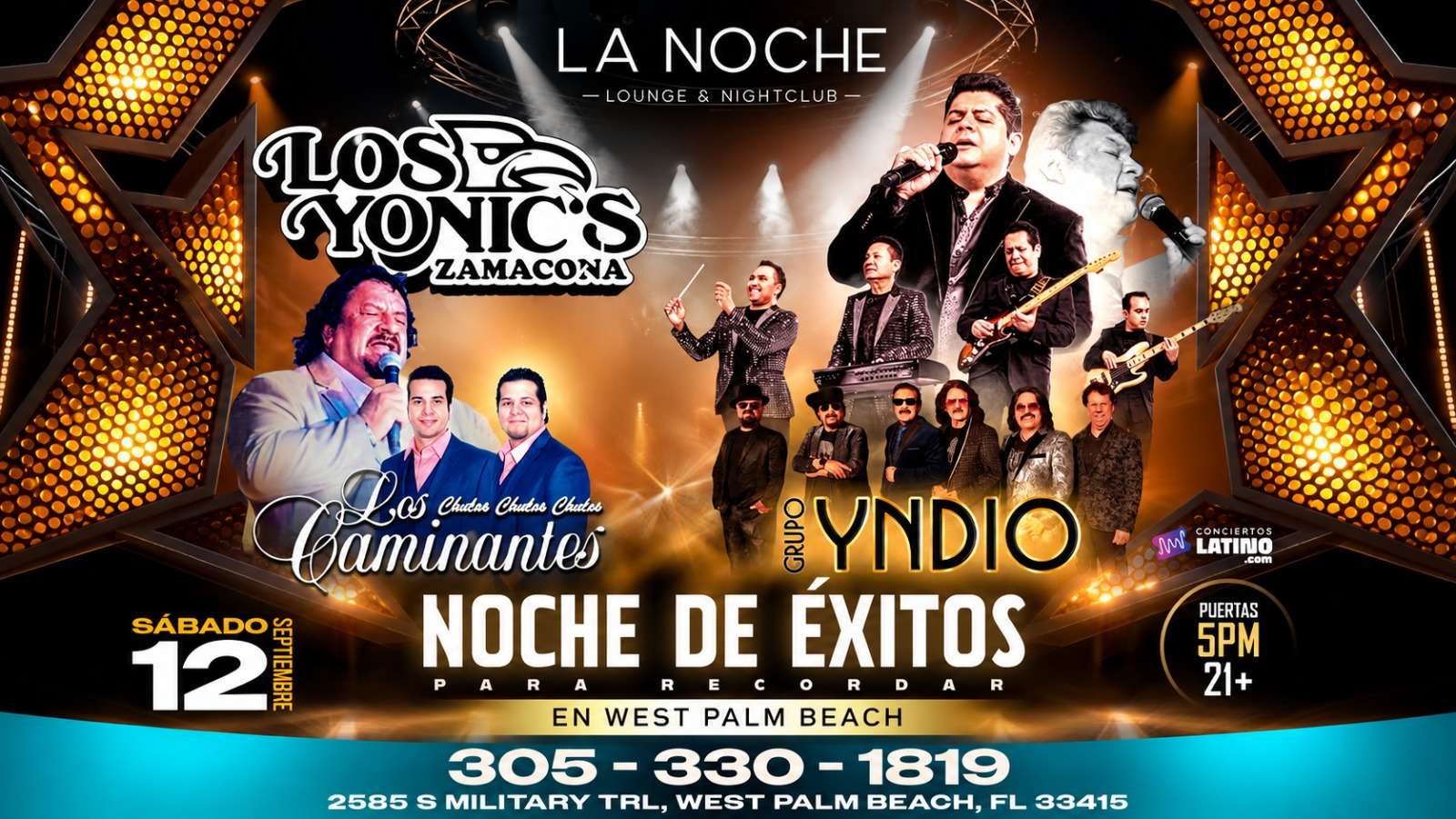 Los Yonic's, Los Caminantes y Grupo Yndio en VIVO en West Palm Beach at La Noche Nightclub and Lounge - West Palm Beach - Sep 12, 2026