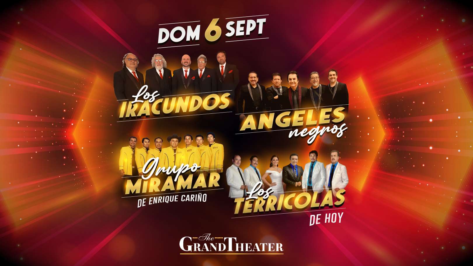 Los Iracundos, Los Angeles Negros, Miramar y Los Terricolas en Anaheim at The Grand Theater Anaheim - Anaheim - Sep 06, 2026
