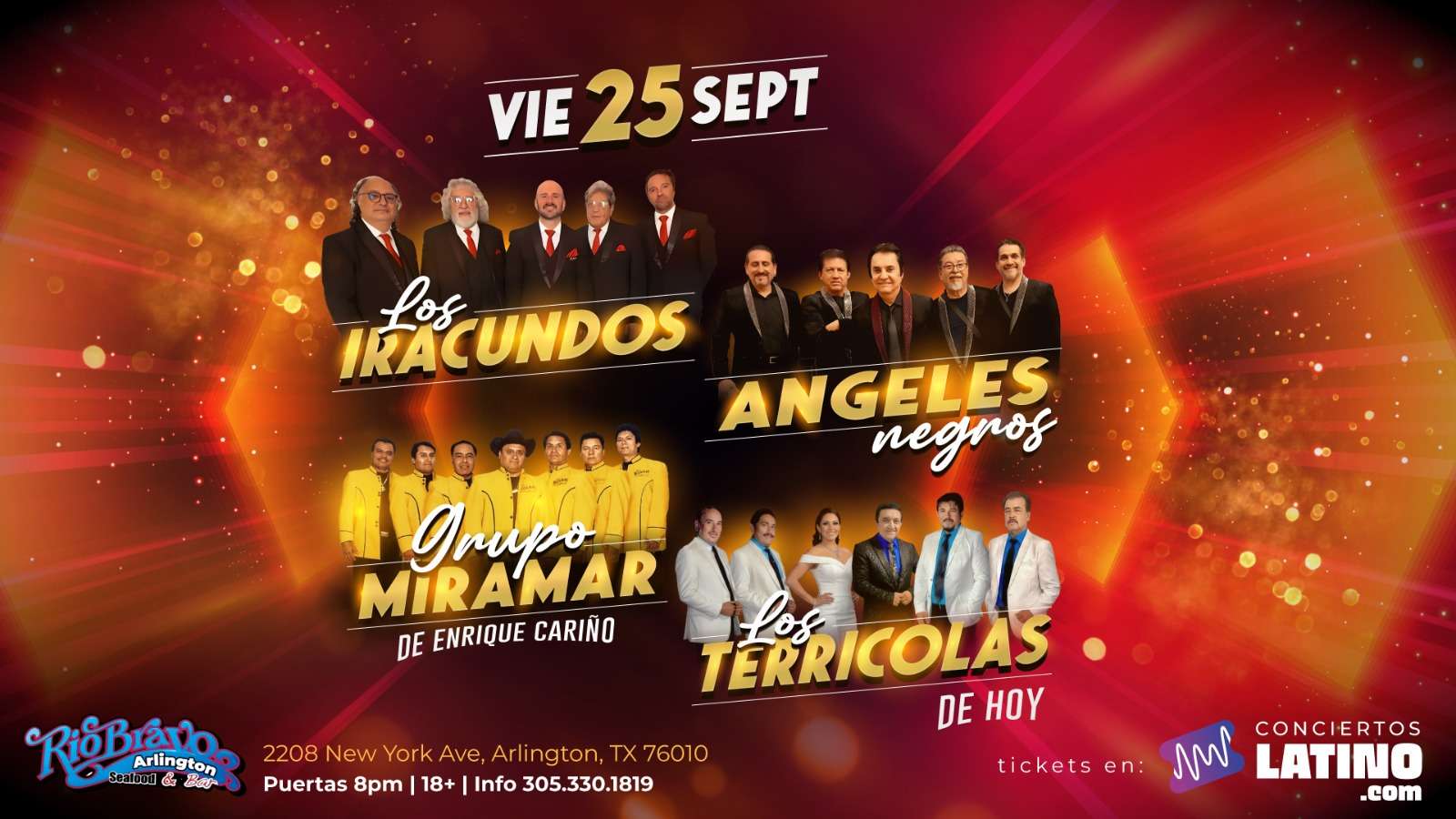 Los Iracundos, Los Angeles Negros, Miramar y Los Terricolas en Vivo en Dallas at Rio Bravo Arlington - Arlington - Sep 25, 2026