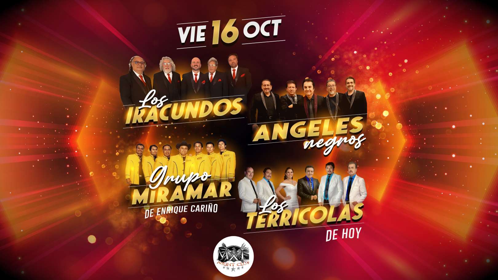 Los Iracundos, Los Angeles Negros, Miramar y Los Terricolas en Vivo en Maryland at Mxl Night Club - Bladensburg - Oct 16, 2026