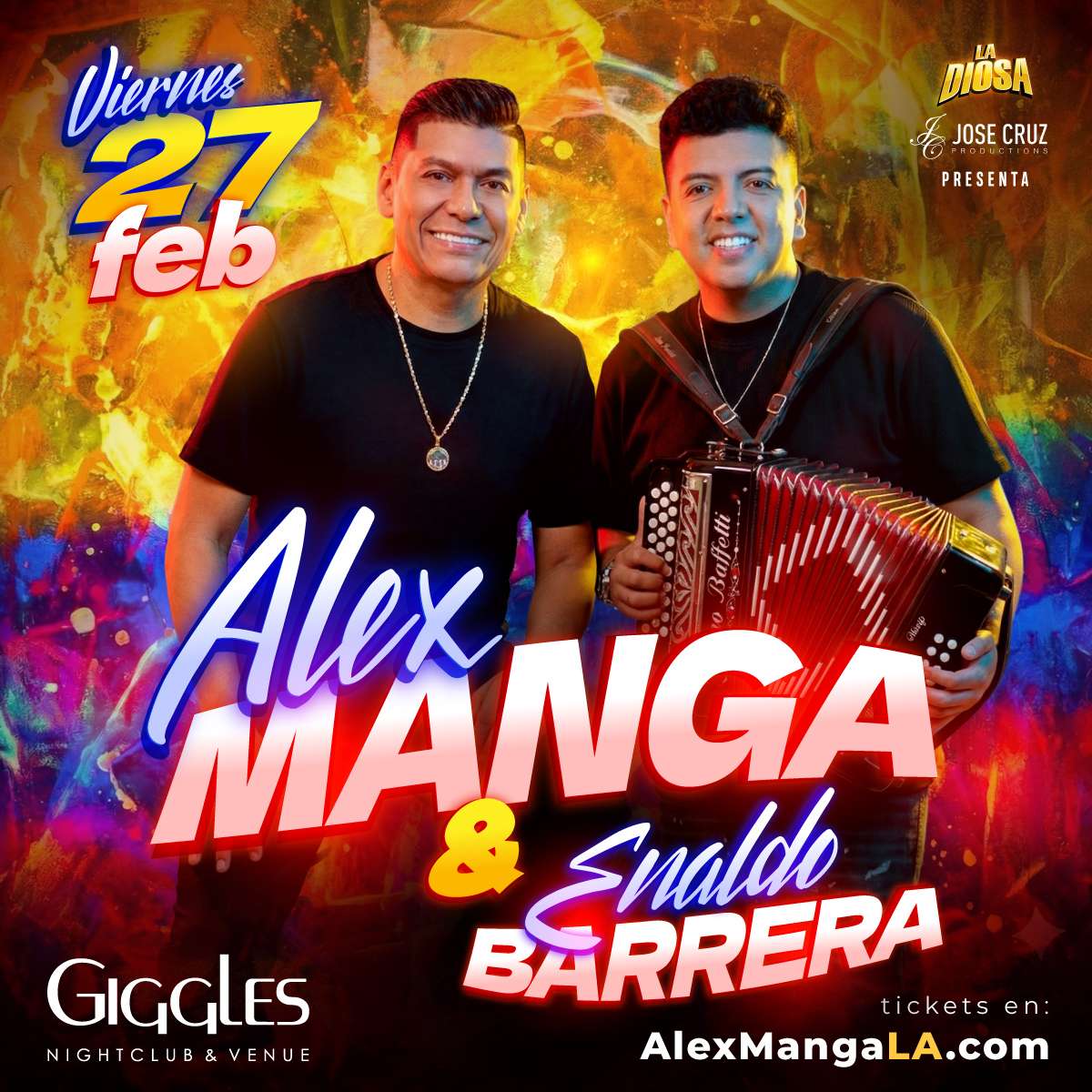 Alex Manga y Enaldo Barrera en Los Angeles at Giggles Night Club - Glendale - Feb 27, 2026