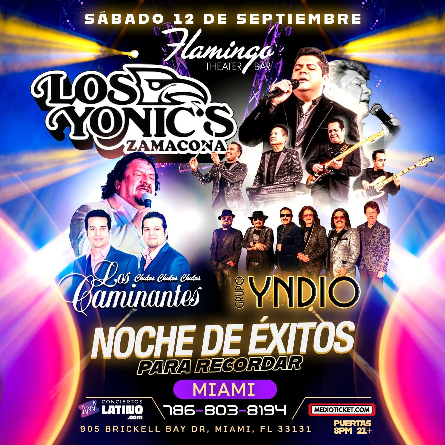 Los Yonic's, Los Caminantes y Grupo Yndio en VIVO en Miami at La Scala de Miami - Miami - Sep 12, 2026