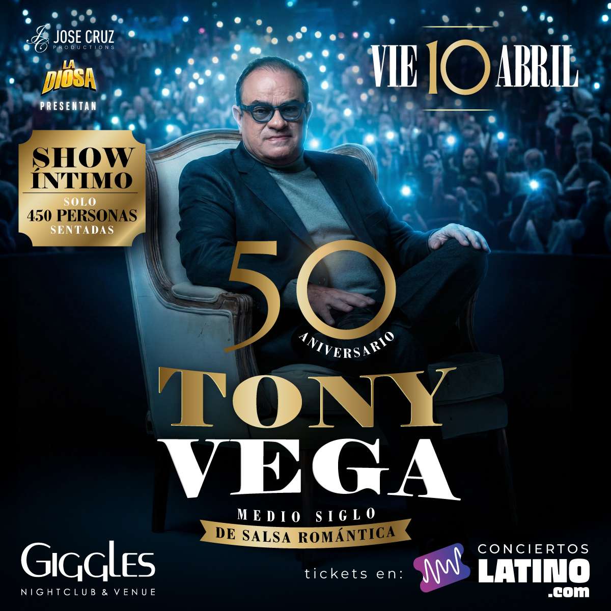Tony Vega en Los Angeles – Show intimo en Vivo at Giggles Night Club - Glendale - Apr 10, 2026