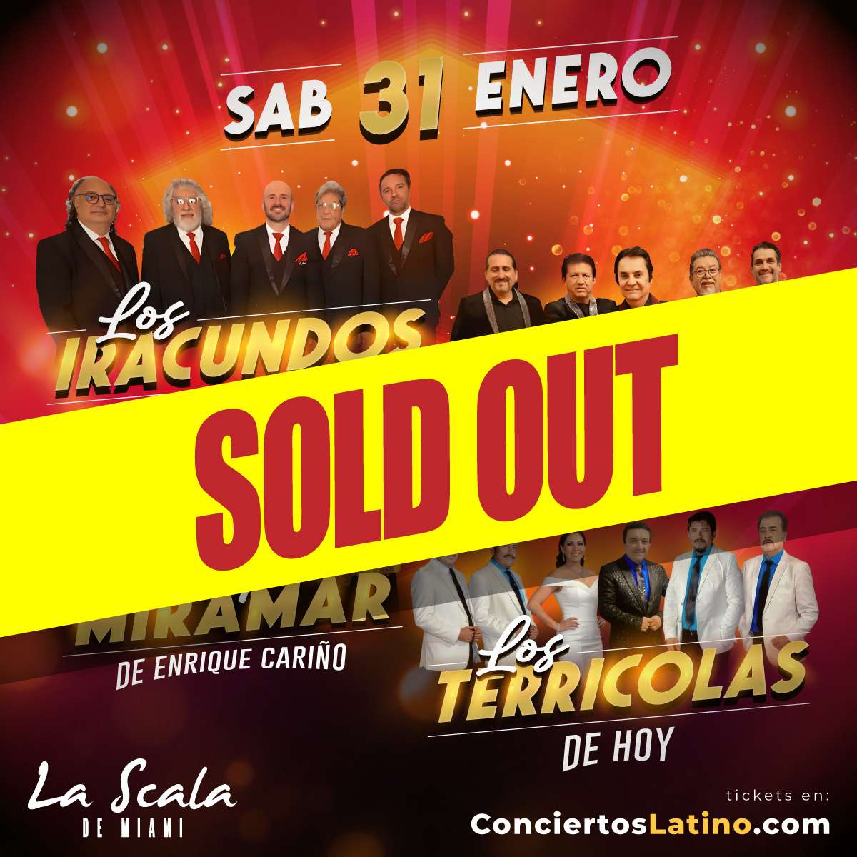 Los Iracundos, Los Angeles Negros, Miramar y Los Terricolas en Vivo en Miami at La Scala de Miami - Miami - Jan 31, 2026