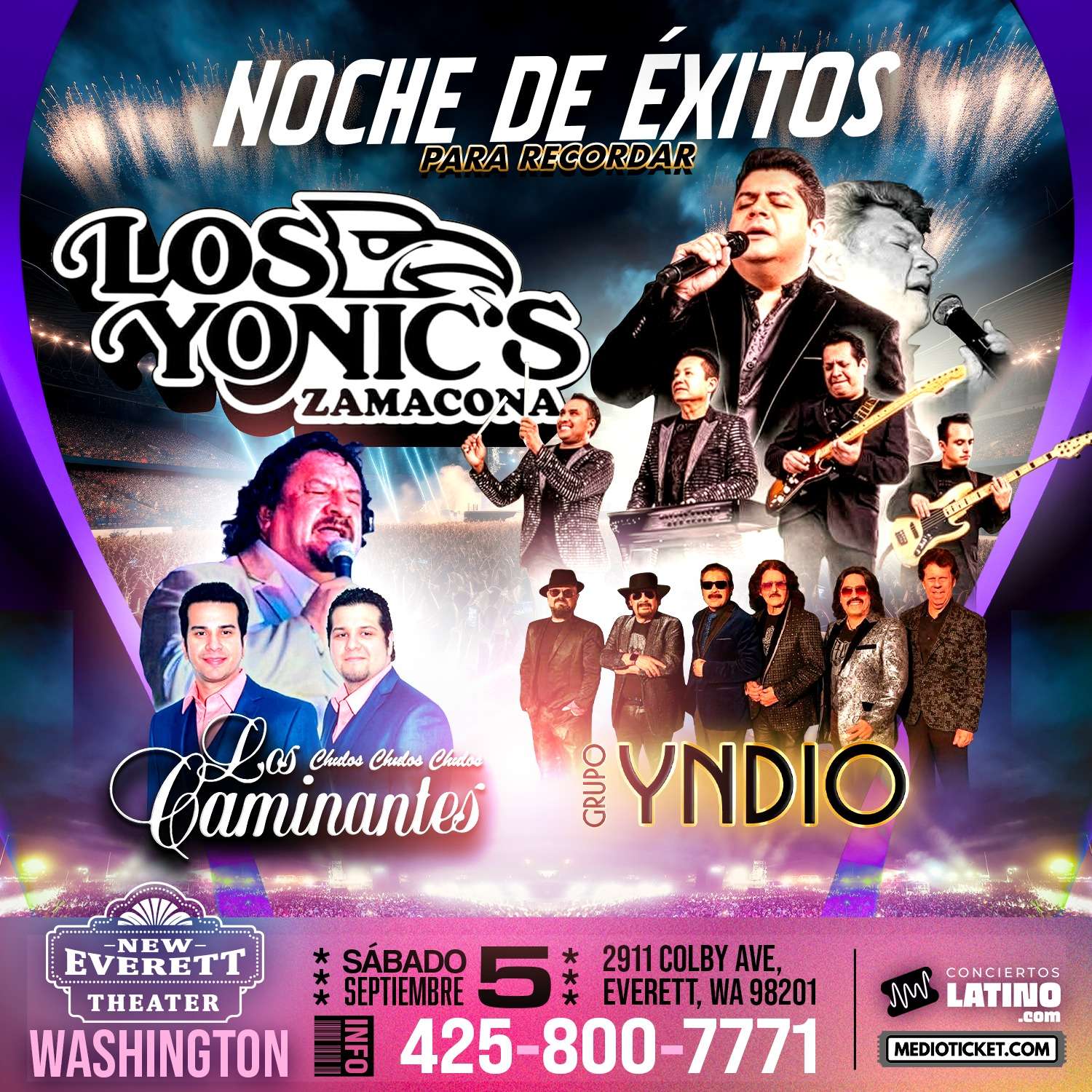 Los Yonic's, Los Caminantes y Grupo Yndio en VIVO en Seattle at Everett Theater - Everett - Sep 05, 2026