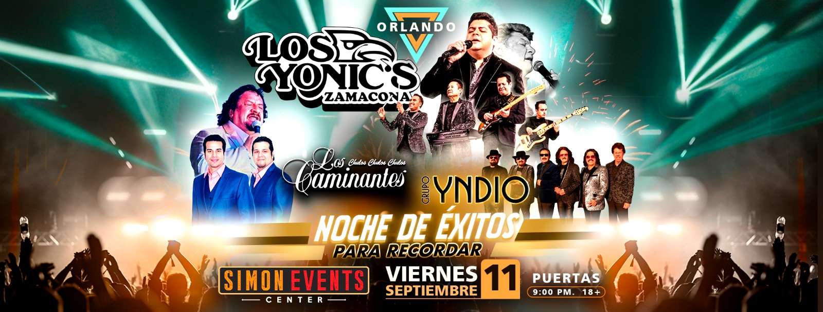 Los Yonic's, Los Caminantes y Grupo Yndio en Orlando at Simon Events Center - Orlando - Sep 11, 2026