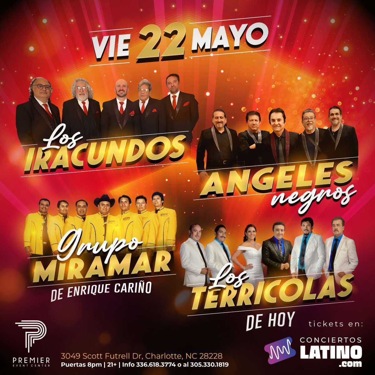 Los Iracundos, Los Angeles Negros, Miramar y Los Terricolas en Vivo en Charlotte