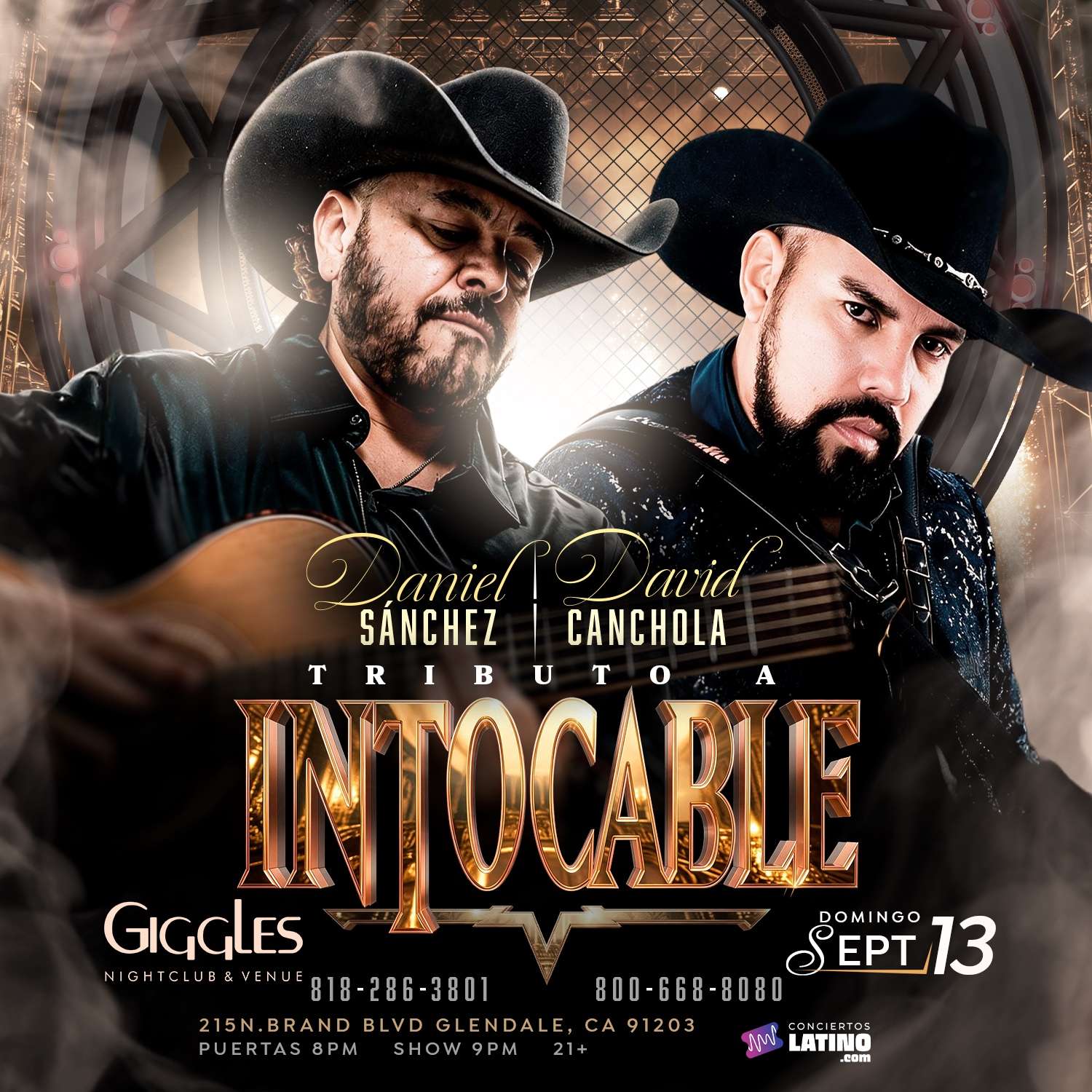 Tributo a INTOCABLE - Daniel Sanchez y David Canchola - en Los Angeles at Giggles Night Club - Glendale - Sep 13, 2026
