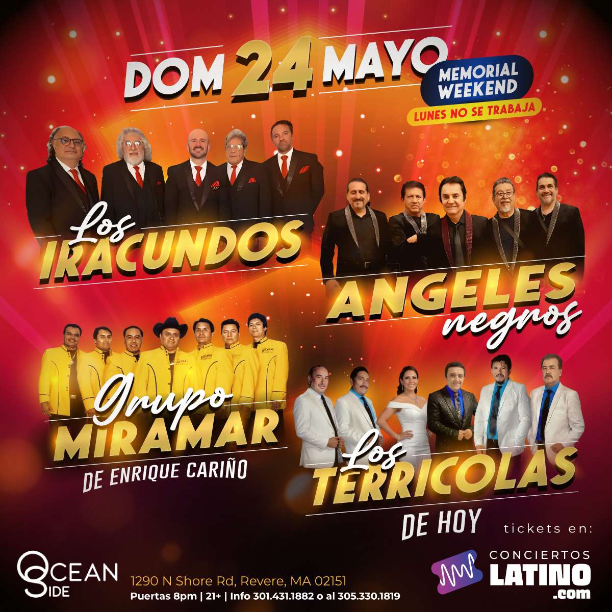Los Iracundos, Los Angeles Negros, Miramar y Los Terricolas en Vivo en Boston