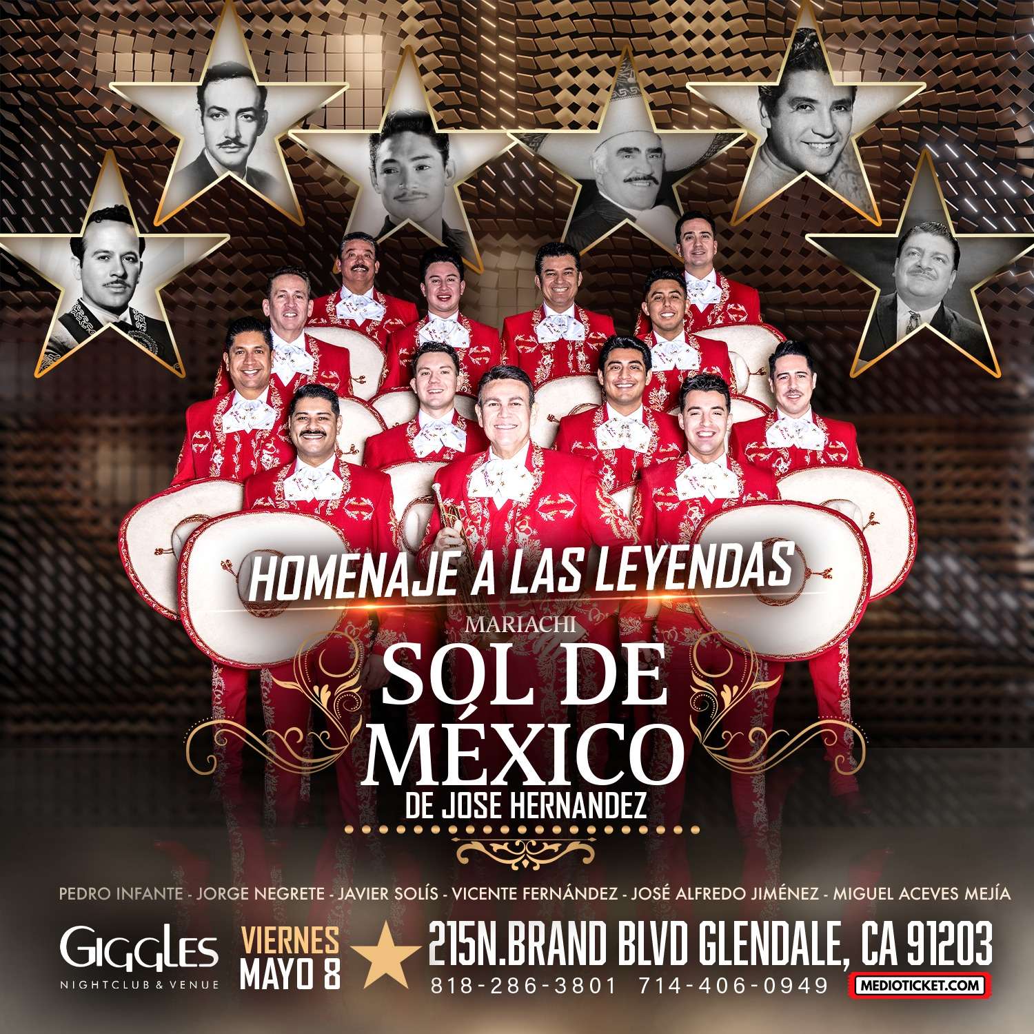Homenaje a las Leyendas: Mariachi Sol de México en VIVO en Los Angeles at Giggles Night Club - Glendale - May 08, 2026