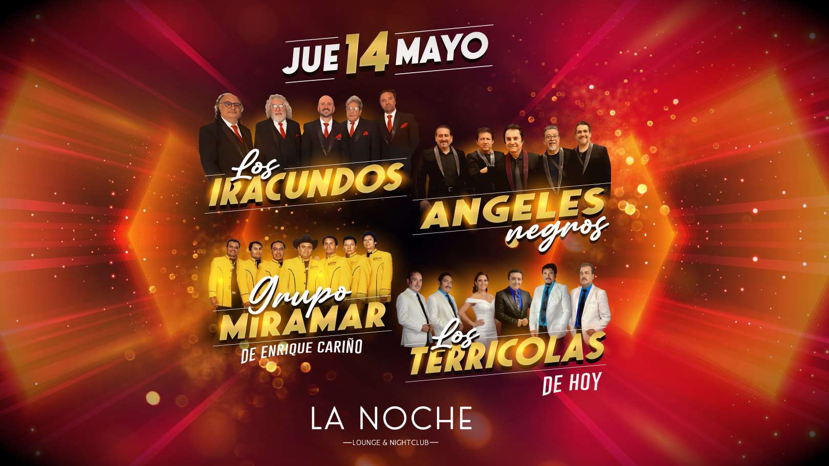 Los Iracundos, Los Angeles Negros, Miramar y Los Terricolas en Vivo en West Palm Beach at La Noche Nightclub and Lounge - West Palm Beach - May 14, 2026