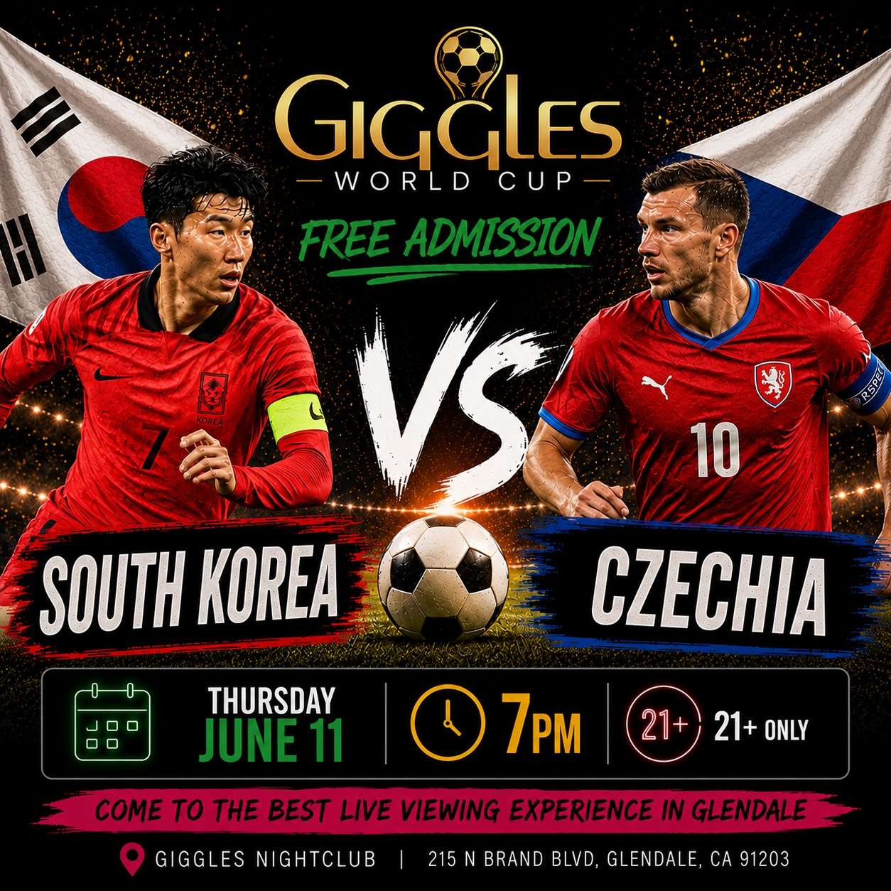 South Korea vs Czechia at Giggles Night Club - Glendale - Jun 11, 2026